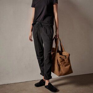 James Perse Soft Drape Utility Pants Drawstring Pocket Twill Black